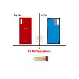 Samsung Galaxy Note 10 Kırmızı Renk Uyumlu Arka Kapak + B7000 Yapıştırıcı Arka Cam Batarya Kapağı Pil Kapağı Lazer Kesim Back Cover Galaxy Note 10 Uyumlu