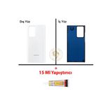 Samsung Galaxy Note 20 Ultra Beyaz Renk Uyumlu Arka Kapak + B7000 Yapıştırıcı Arka Cam Batarya Kapağı Pil Kapağı Lazer Kesim Back Cover Galaxy Note 20 Ultra Uyumlu