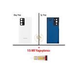 Samsung Galaxy Note 20 Ultra Beyaz Renk Uyumlu Lensli Arka Kapak + B7000 Yapıştırıcı Arka Cam Batarya Kapağı Pil Kapağı Lazer Kesim Back Cover Galaxy Note 20 Ultra Uyumlu