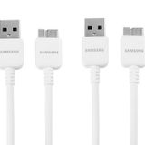 Samsung Galaxy Note 3, 2'li Paket için USB 3.0 Veri Kablosu - Perakende Olmayan Ambalaj - Beyaz