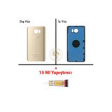 Samsung Galaxy Note 5 Gold Renk Uyumlu Arka Kapak + B7000 Yapıştırıcı Arka Cam Batarya Kapağı Pil Kapağı Lazer Kesim Back Cover Galaxy Note 5 Uyumlu