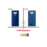 Samsung Galaxy Note 9 Mavi Renk Uyumlu Arka Kapak + B7000 Yapıştırıcı Arka Cam Batarya Kapağı Pil Kapağı Lazer Kesim Back Cover Galaxy Note 9 Uyumlu