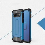 Samsung Galaxy S10 Plus ile uyumlu Çİft Katman Koruyucu Crash Military Tank Kılıf - Mavi