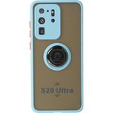 Samsung Galaxy S20 Ultra Kılıf Montreal Yüzüklü Silikon Kapak - Buz Mavi-(5796)