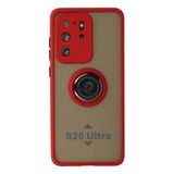 Samsung Galaxy S20 Ultra Kılıf Montreal Yüzüklü Silikon Kapak - Kırmızı-(5796)