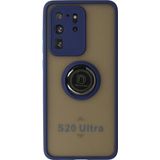 Samsung Galaxy S20 Ultra Kılıf Montreal Yüzüklü Silikon Kapak - Lacivert