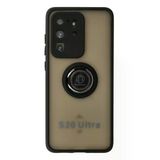 Samsung Galaxy S20 Ultra Kılıf Montreal Yüzüklü Silikon Kapak - Siyah-(5796)