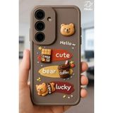 Samsung Galaxy S21 Fe Kılıf Tasarımlı Desenli Kamera Korumalı Ayıcık Kahve Renkli Yumuşak Silikon Kapak - Cute Coco