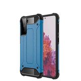 Samsung Galaxy S21 ile uyumlu Çİft Katman Koruyucu Crash Military Tank Kılıf - Mavi