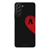 Samsung Galaxy S21 Plus İle Uyumlu Siyah A-Harfli Touch of Love Desenli Silikon Kılıf