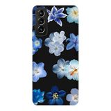 Samsung Galaxy S21 Plus İle Uyumlu Siyah Azure Petals Desenli Silikon Kılıf