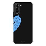 Samsung Galaxy S21 Plus İle Uyumlu Siyah Blue Spider Desenli Silikon Kılıf