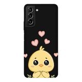 Samsung Galaxy S21 Plus İle Uyumlu Siyah Chick Love Desenli Silikon Kılıf