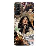 Samsung Galaxy S21 Plus İle Uyumlu Siyah Crowning Sorrow Desenli Silikon Kılıf