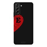 Samsung Galaxy S21 Plus İle Uyumlu Siyah E Harfli Touch of Love Desenli Silikon Kılıf
