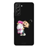 Samsung Galaxy S21 Plus İle Uyumlu Siyah Fluffy Hug Desenli Silikon Kılıf