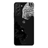 Samsung Galaxy S21 Plus İle Uyumlu Siyah G Harfli Wild Lovers Desenli Silikon Kılıf