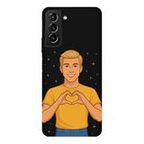 Samsung Galaxy S21 Plus İle Uyumlu Siyah Golden Heart Desenli Silikon Kılıf