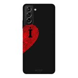 Samsung Galaxy S21 Plus İle Uyumlu Siyah İ-Harfli Touch of Love Desenli Silikon Kılıf