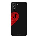 Samsung Galaxy S21 Plus İle Uyumlu Siyah J Harfli Touch of Love Desenli Silikon Kılıf