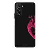 Samsung Galaxy S21 Plus İle Uyumlu Siyah Pink Heart Desenli Silikon Kılıf