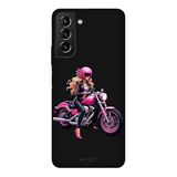 Samsung Galaxy S21 Plus İle Uyumlu Siyah Pink Rider Desenli Silikon Kılıf
