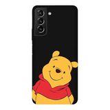 Samsung Galaxy S21 Plus İle Uyumlu Siyah Pooh Smile Desenli Silikon Kılıf