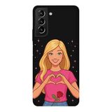 Samsung Galaxy S21 Plus İle Uyumlu Siyah Rose Heart Desenli Silikon Kılıf