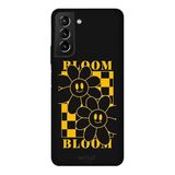 Samsung Galaxy S21 Plus İle Uyumlu Siyah Smile & Bloom Desenli Silikon Kılıf