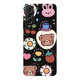 Samsung Galaxy S21 Plus İle Uyumlu Siyah Sunny Bears Desenli Silikon Kılıf