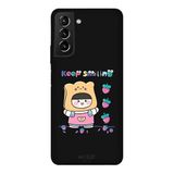 Samsung Galaxy S21 Plus İle Uyumlu Siyah Toast Smile Desenli Silikon Kılıf