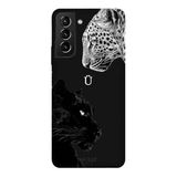 Samsung Galaxy S21 Plus İle Uyumlu Siyah U Harfli Wild Lovers Desenli Silikon Kılıf
