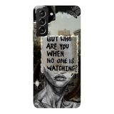 Samsung Galaxy S21 Plus İle Uyumlu Siyah Who Am I Desenli Silikon Kılıf