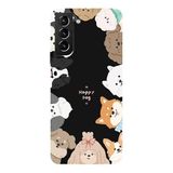 Samsung Galaxy S21 Plus İle Uyumlu Siyah Woof Wonderland Desenli Silikon Kılıf