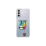 Samsung Galaxy S21 Plus ile Uyumlu Splash Tembel Hayvan Tasarımlı Slimfit Şeffaf Silikon Kılıf