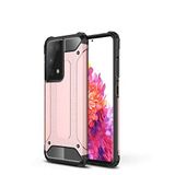 Samsung Galaxy S21 Ultra ile uyumlu Çİft Katman Koruyucu Crash Military Tank Kılıf - Rose Gold