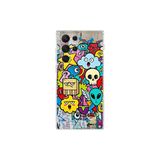 Samsung Galaxy S21 Ultra ile Uyumlu Grafiti Doodle Tasarımlı Şeffaf Silikon Kılıf