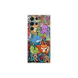 Samsung Galaxy S21 Ultra ile Uyumlu Grafiti Mini Tasarımlı Şeffaf Silikon Kılıf