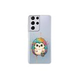 Samsung Galaxy S21 Ultra ile Uyumlu Splash Kirpi Tasarımlı Slimfit Şeffaf Silikon Kılıf