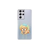 Samsung Galaxy S21 Ultra ile Uyumlu Splash Köpek Tasarımlı Slimfit Şeffaf Silikon Kılıf