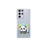Samsung Galaxy S21 Ultra ile Uyumlu Splash Panda Tasarımlı Slimfit Şeffaf Silikon Kılıf
