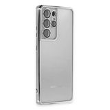 Samsung Galaxy S21 Ultra Kılıf Lensli Silikon - Gümüş-(5796)