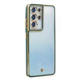 Samsung Galaxy S21 Ultra Kılıf Liva Lens Silikon - Yeşil-(5796)