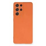 Samsung Galaxy S21 Ultra Kılıf Nano İçi Kadife Silikon - Turuncu-(5796)