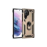 Samsung Galaxy S21 Ultra Kılıf Sofya Yüzüklü Silikon Kapak - Gold-(5796)