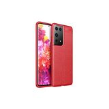 Samsung Galaxy S21 Ultra Kılıf Uzun Ömürlü ve Dayanıklı Dermiq Premium Esnek Lüks Silikon Kapak - Red