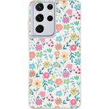 Samsung Galaxy S21 ULTRA Uyumlu Dekoratif Çiçekler Baskılı Silikon Kılıf
