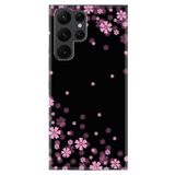 Samsung Galaxy S22 Ultra ile Uyumlu Kılıf Desenli Silikon Güzel ile Uyumlu Kılıf Black Flowers 1391