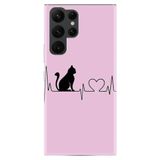 Samsung Galaxy S22 Ultra ile Uyumlu Kılıf Desenli Silikon Güzel ile Uyumlu Kılıf Pink Cat Heart 1303