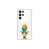 Samsung Galaxy S22 Ultra ile uyumlu Splash ahtapot tasarımlı şeffaf silikon kılıf